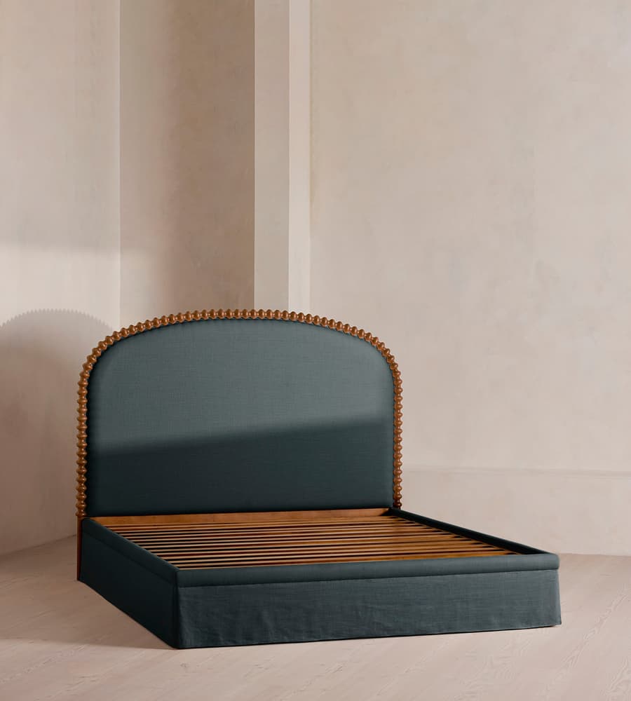 Mika Bed, King, Linen, Prussian Blue