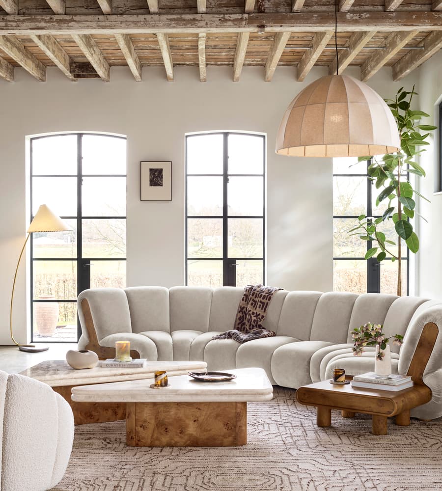 Arc - Velvet 6 Piece Curved Modular Sofa