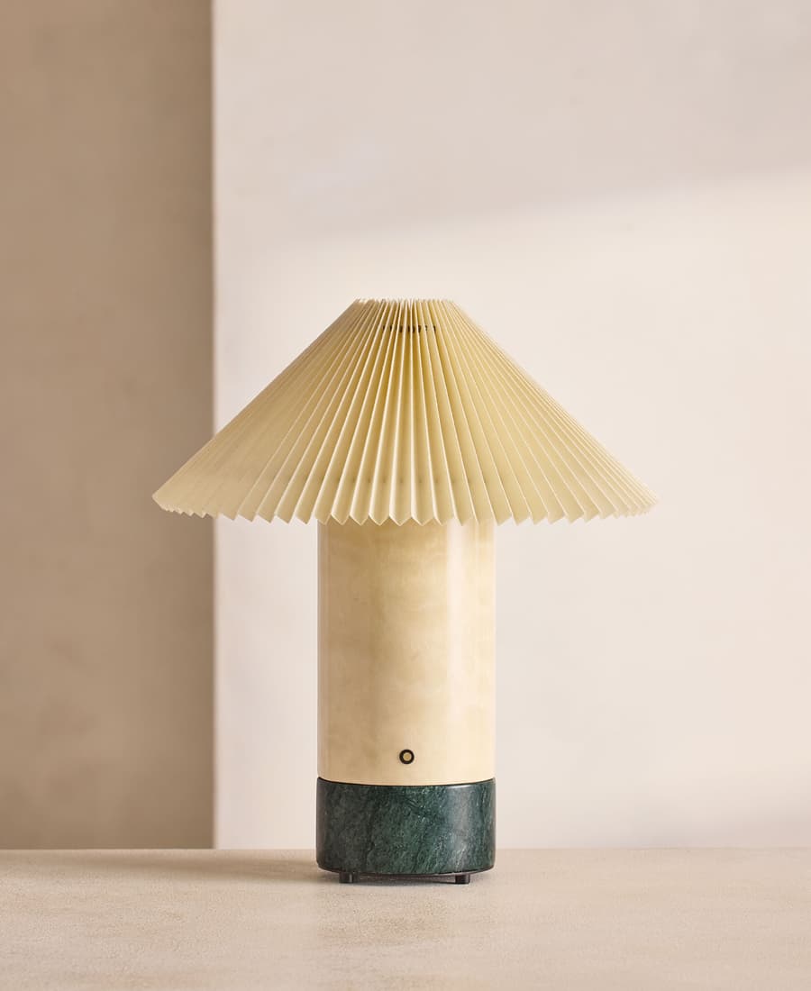 Yazarine Portable Lamp, Napoli Green Marble Regular price £395 Regular Trade price £336 Member