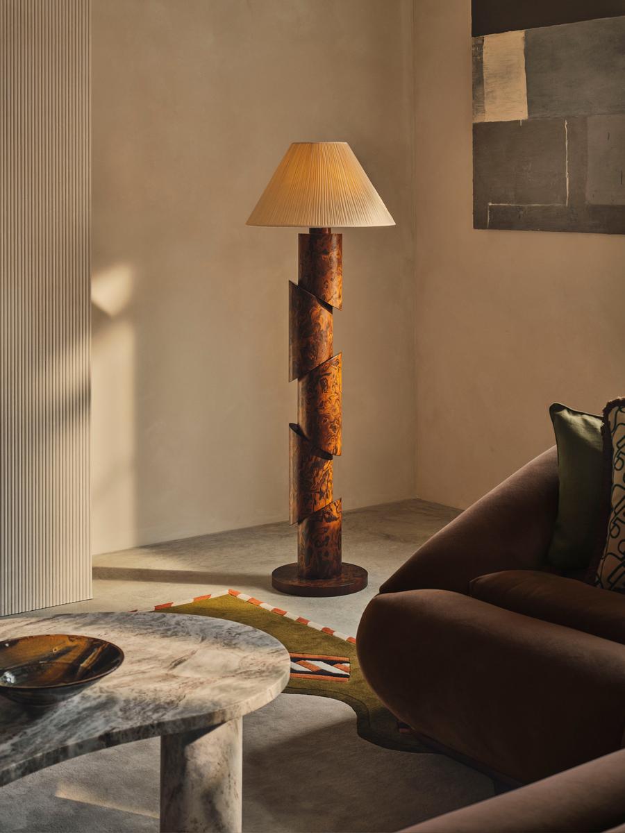 Franco Floor Lamp, Abstract Burl, US