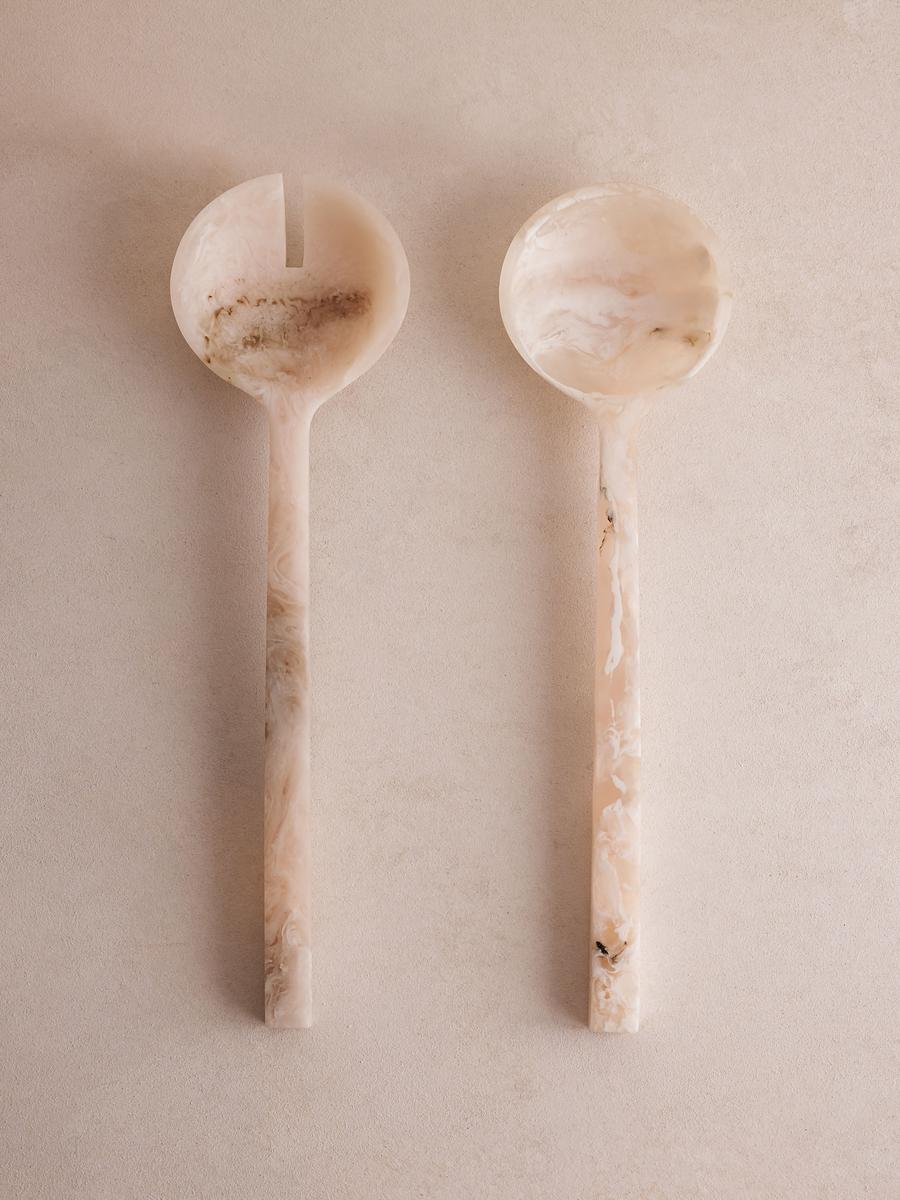 Henrietta Resin Salad Servers, White, Set of Two