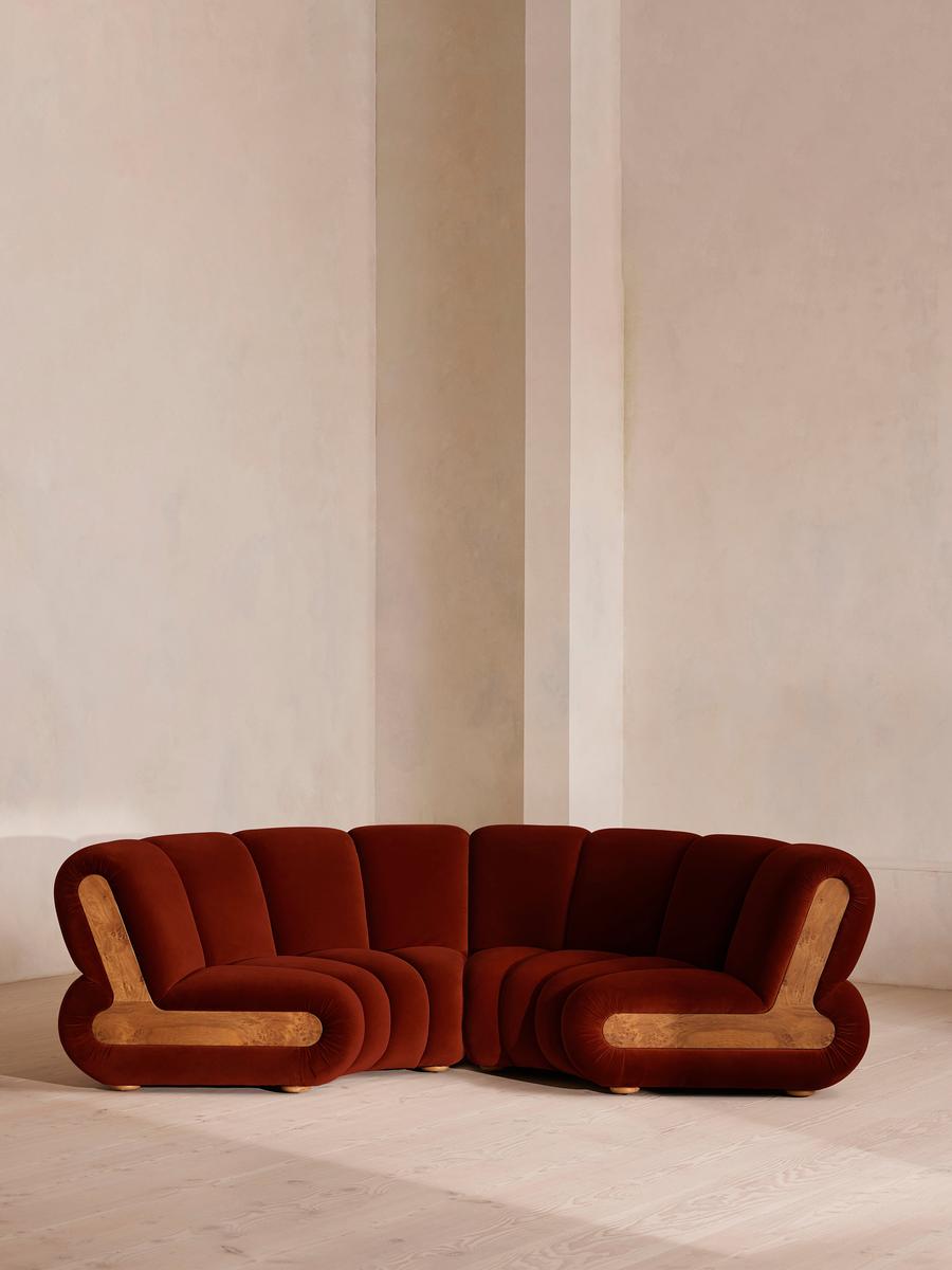 Noelle Modular Curved Sofa Four Seater Velvet Rust - Soho Home