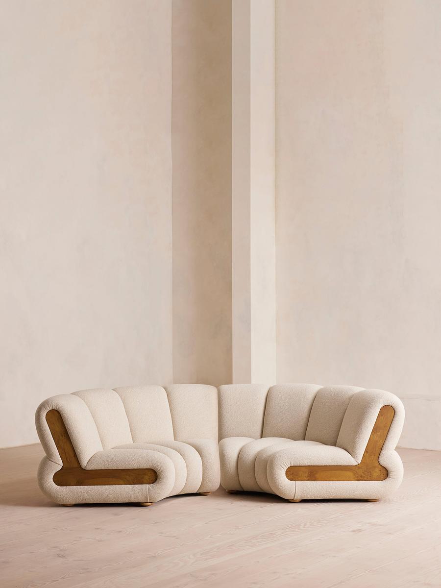 Noelle Modular Curved Sofa Four Seater Boucle Natural - Soho Home