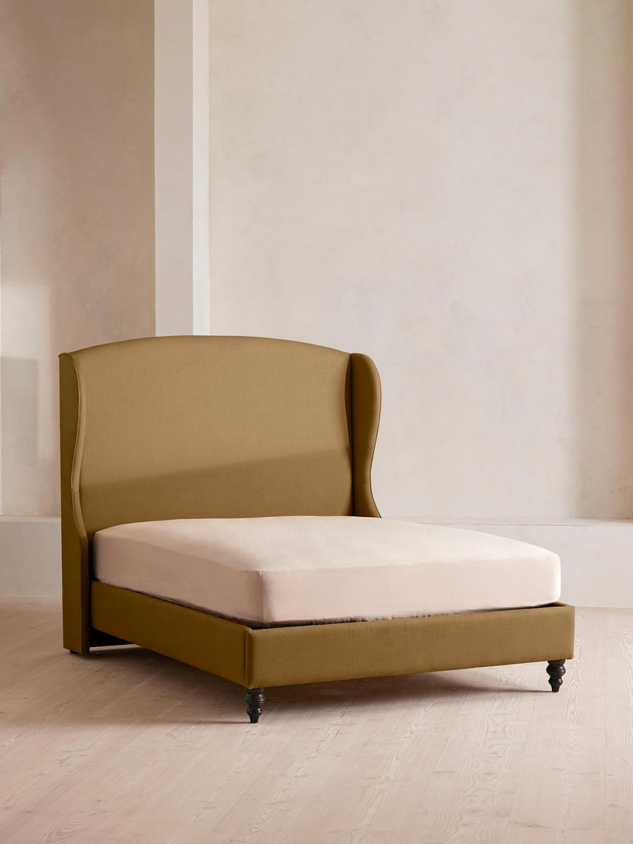Rivas Bed, Double, Linen, Ochre