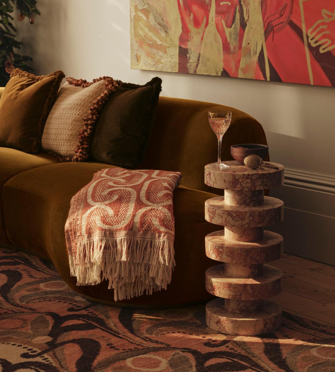 Nelson Side Table, Breccia Pernice Marble