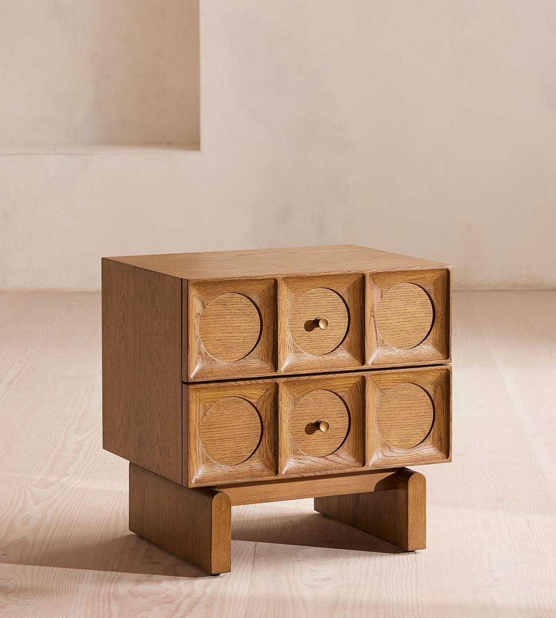 Marcel Bedside Table, Medium Oak