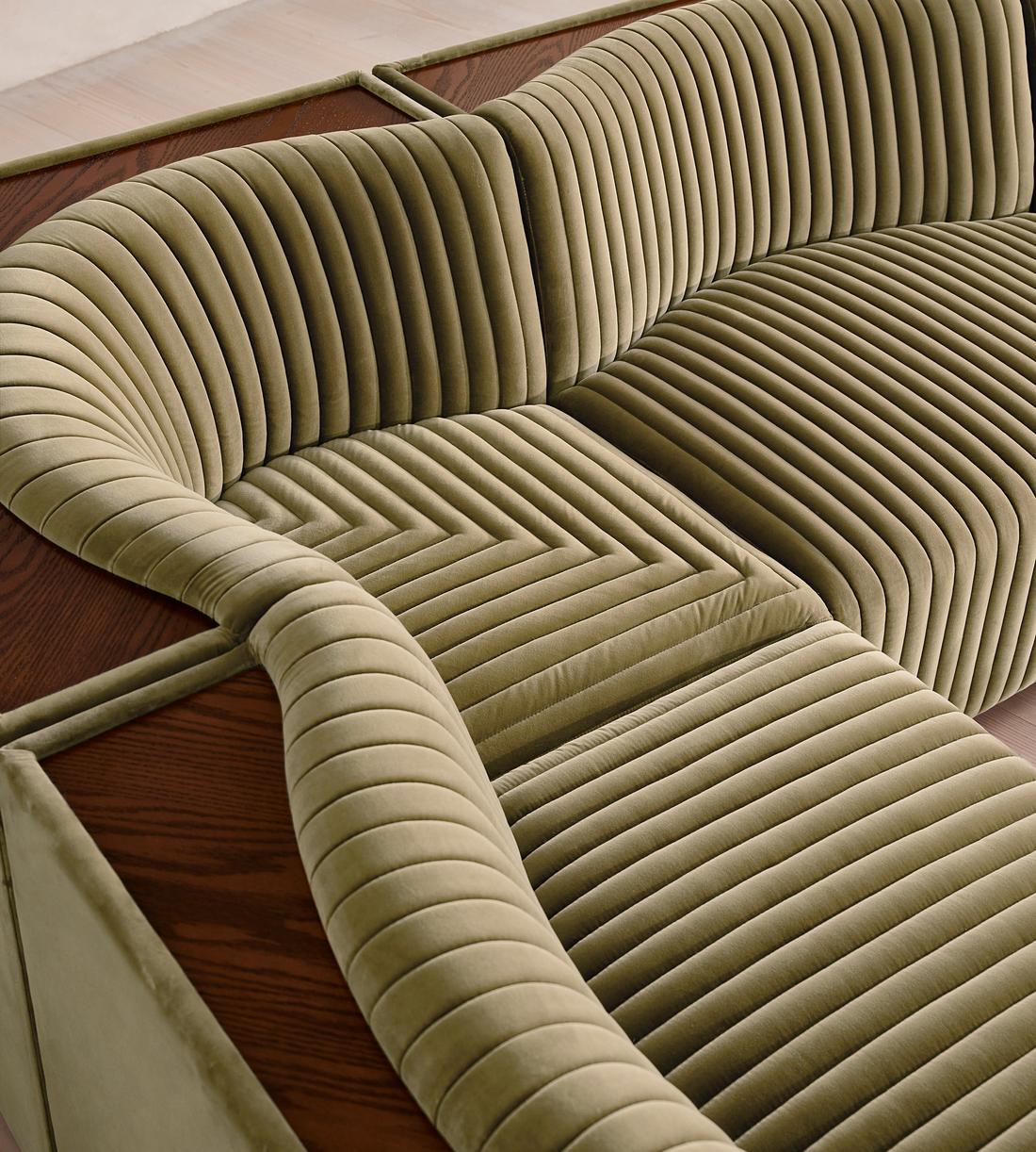 Hamish Sectional Corner Sofa, Velvet, Lichen, US Hamish Sectional Corner Sofa, Velvet, Lichen, US