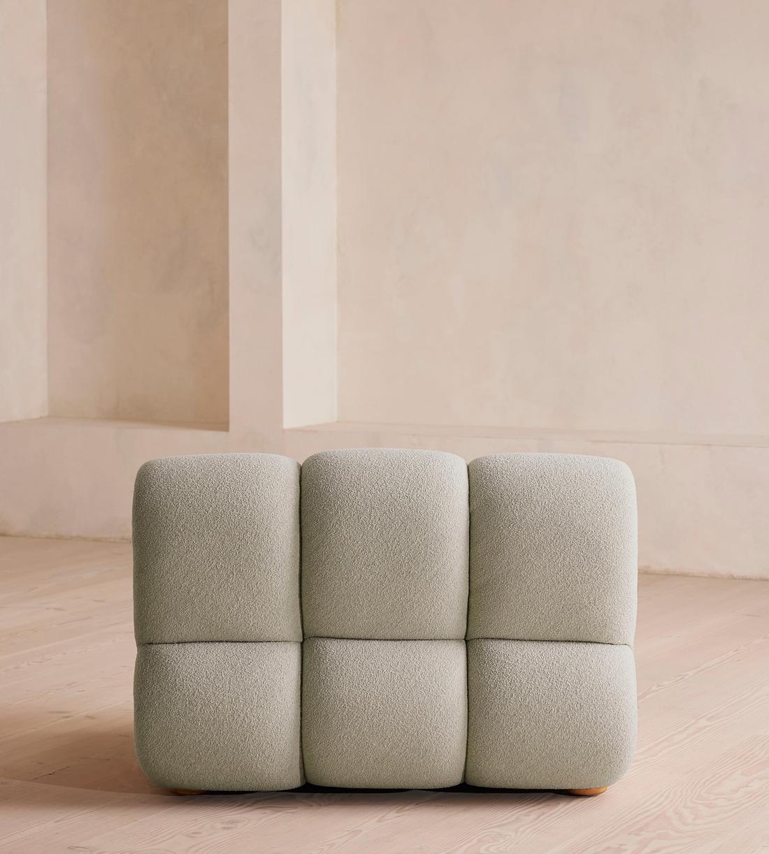Noelle Sectional Armchair, Textured Wool Boucle, Pistachio, US