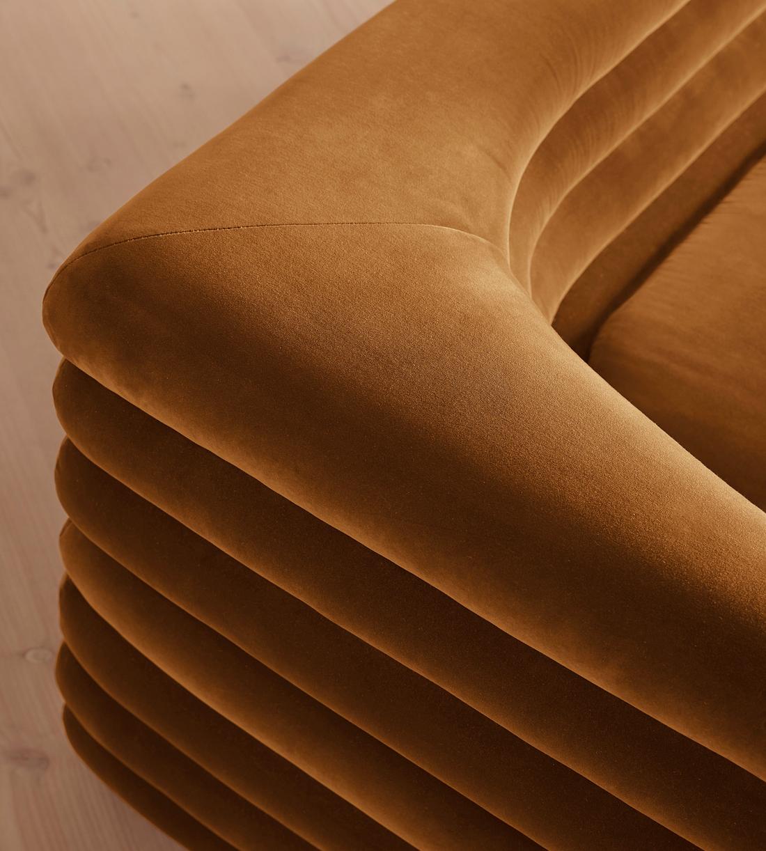 Laura Three Seater Sofa, Velvet, Mustard