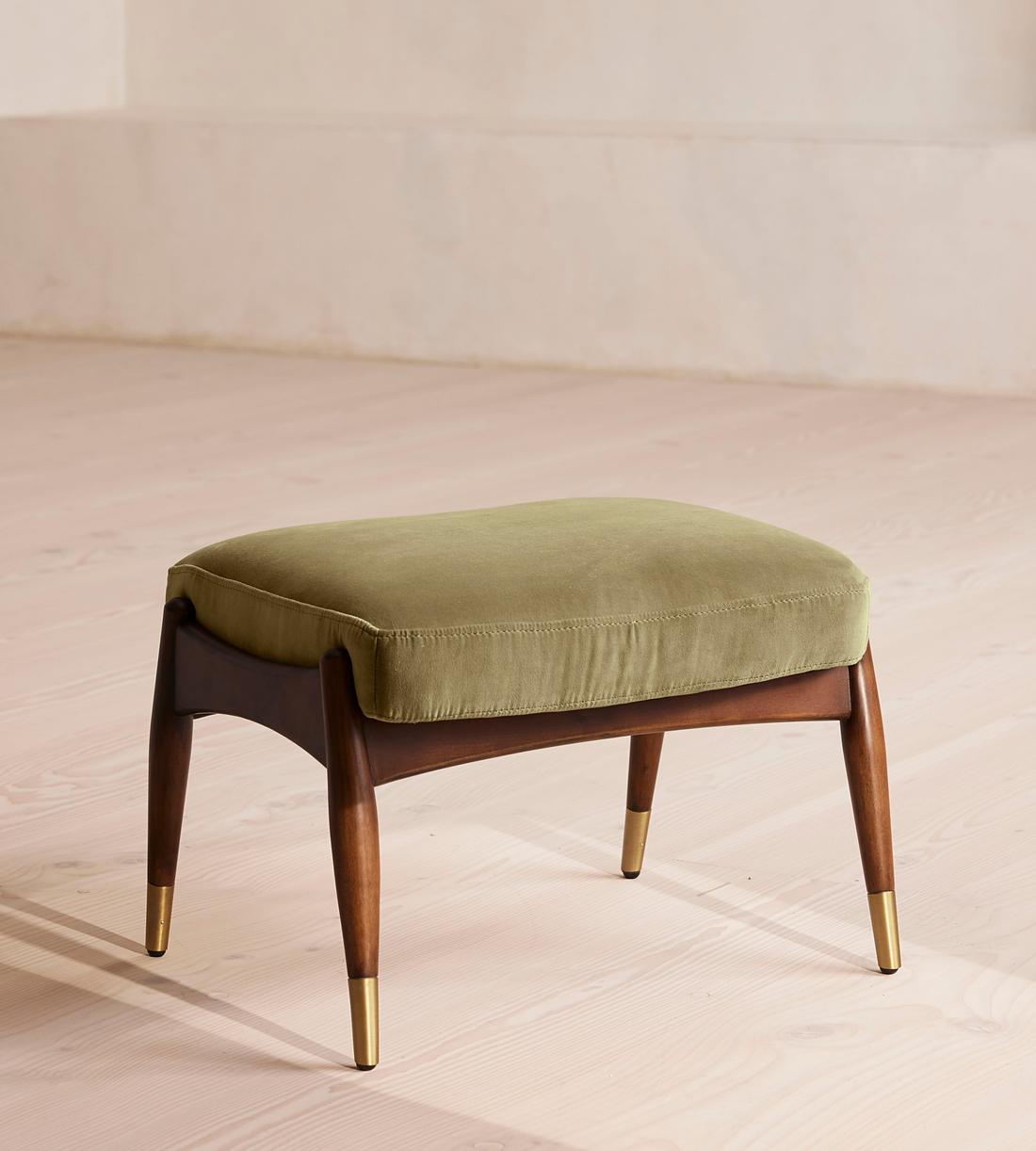 Theodore Footstool, Velvet, Lichen, US