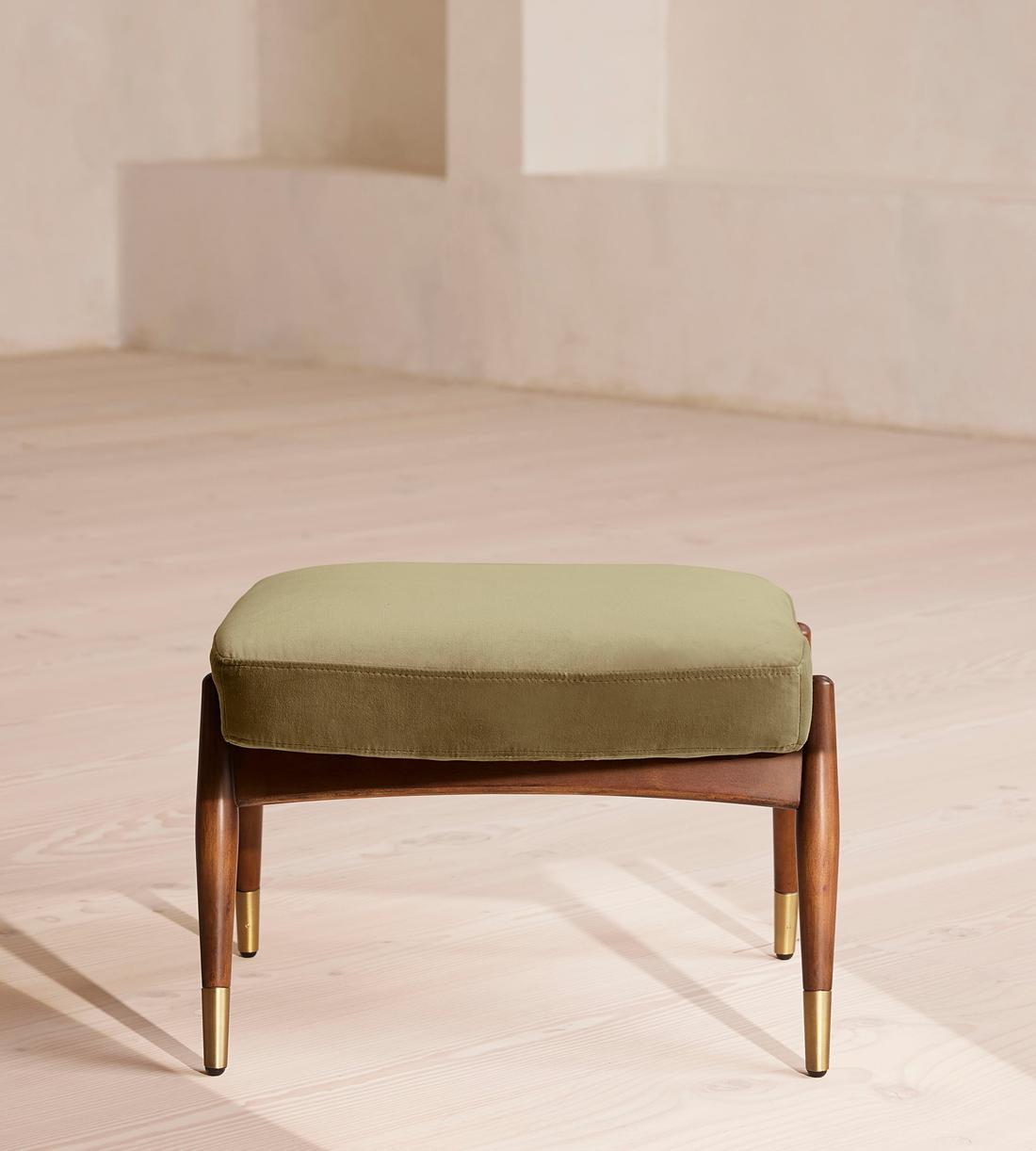 Theodore Footstool, Velvet, Lichen, US