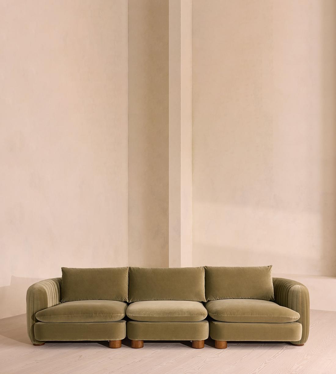 Vivienne Sectional Sofa, Four Seater, Velvet Lichen, US