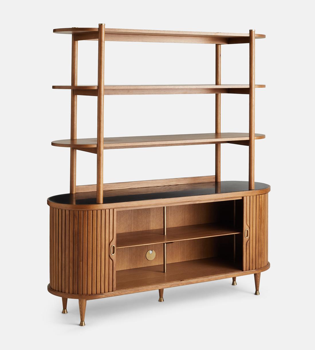 Nora Tambour Shelving Unit, Black Marquina Marble