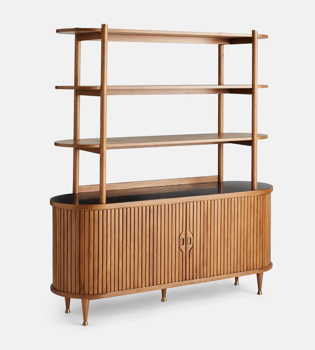 Nora Tambour Shelving Unit, Black Marquina Marble