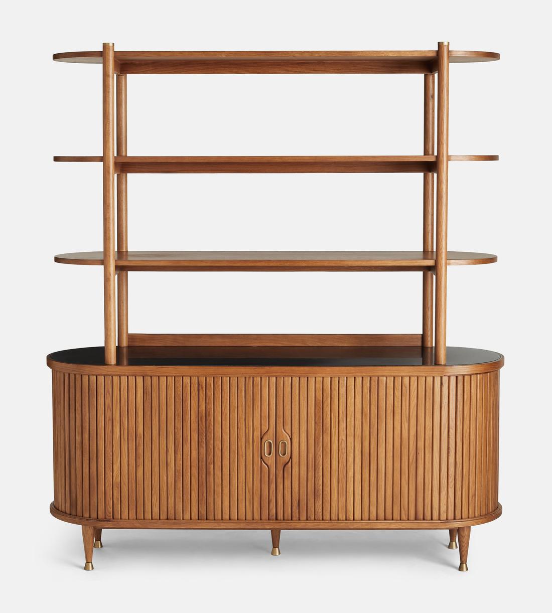 Nora Tambour Shelving Unit, Black Marquina Marble