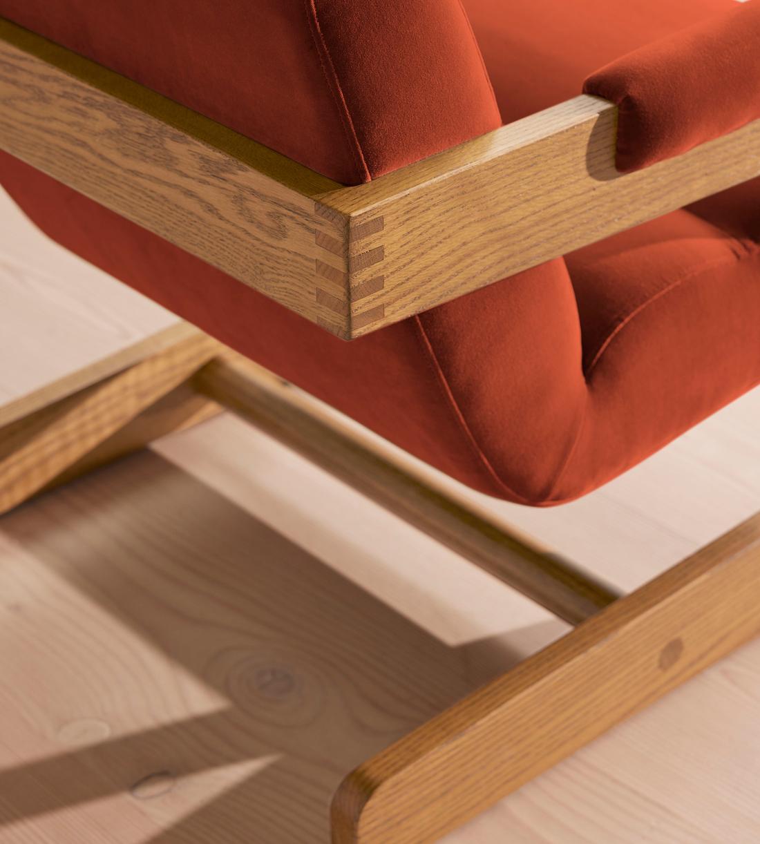 Lara Armchair, Velvet, Rust, US