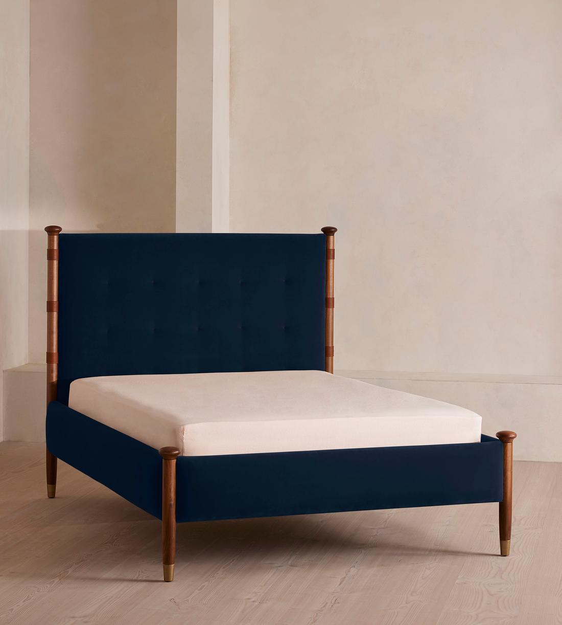 Blue wood headboard cheap