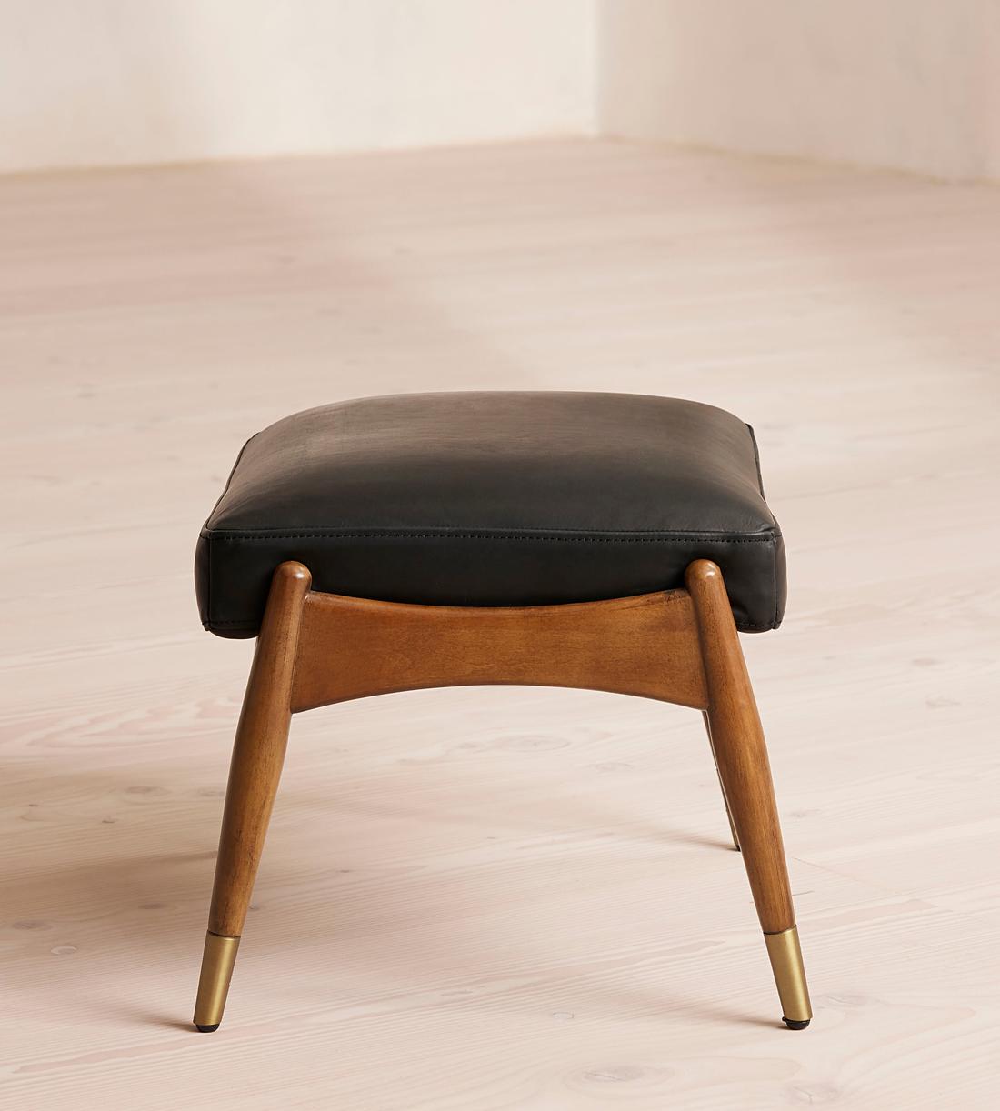 Theodore Footstool, Leather, Black, US