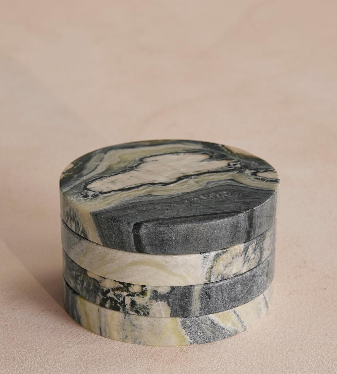 Hanson Coasters, Floral Jade, Set of Four Hanson Coasters, Floral Jade, Set of Four
