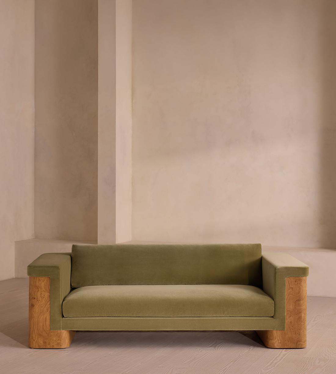 Linden Sofa, Three Seater, Velvet, Lichen, US