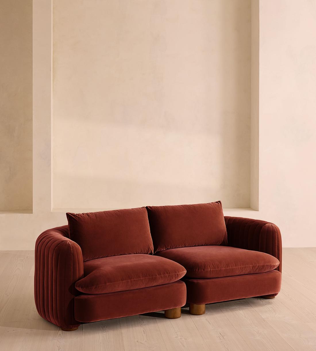 Vivienne Deeper Sit Sectional Sofa, Three Seater, Velvet Rust US