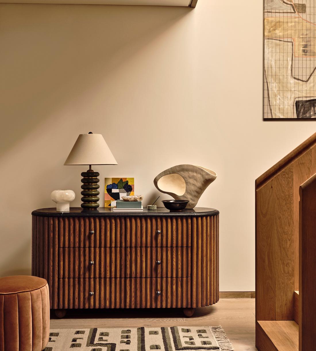 Carlisle Six Drawer Dresser, Black Marquina Marble