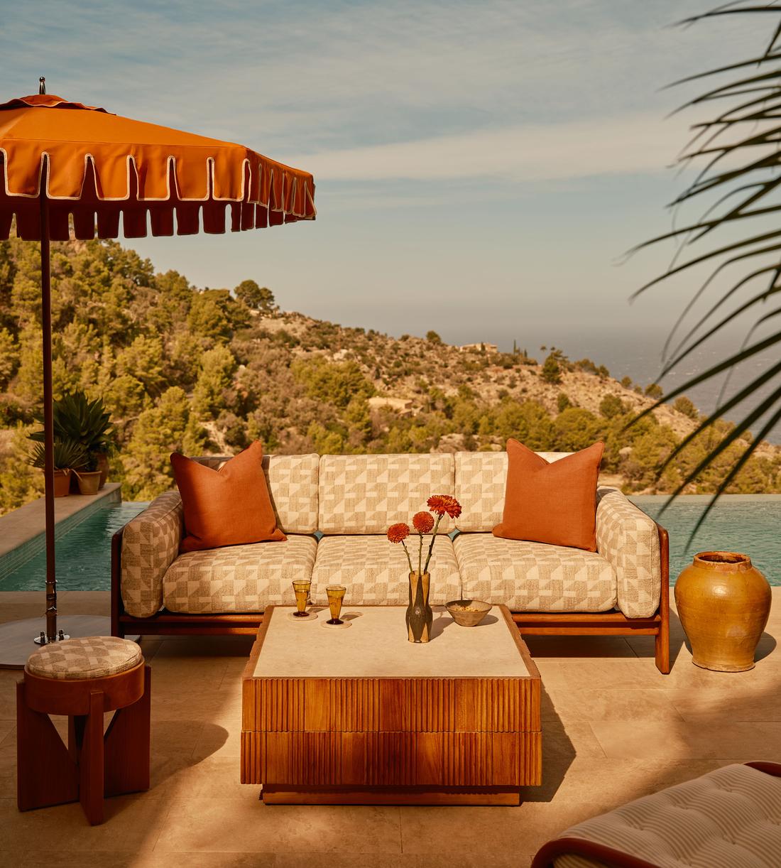 Marcia Outdoor Sofa, Three Seater Sofa, Geometric, Natural, US