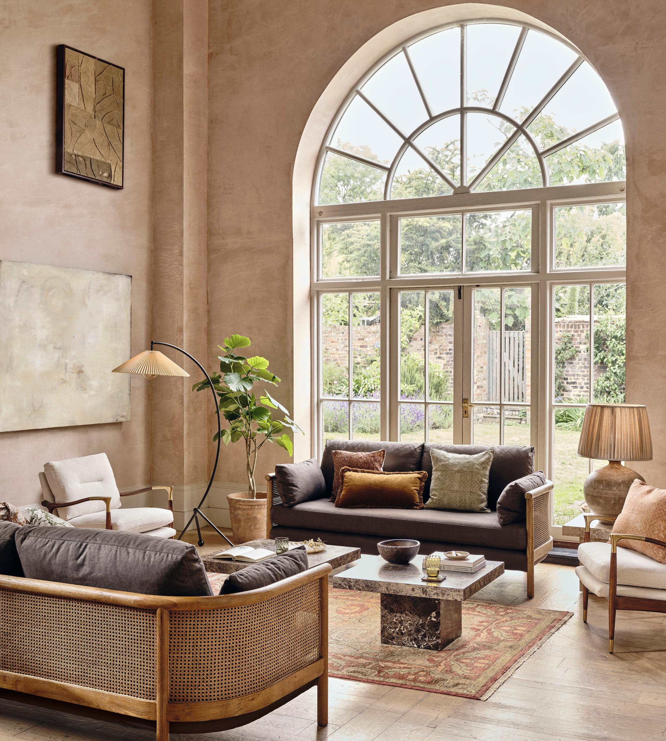 わんこ　L 1ヴィンテージ ソリッド　ボーバックチェアフレンチカントリー Sydney Cane Sofa, Washed Linen Charcoal, US