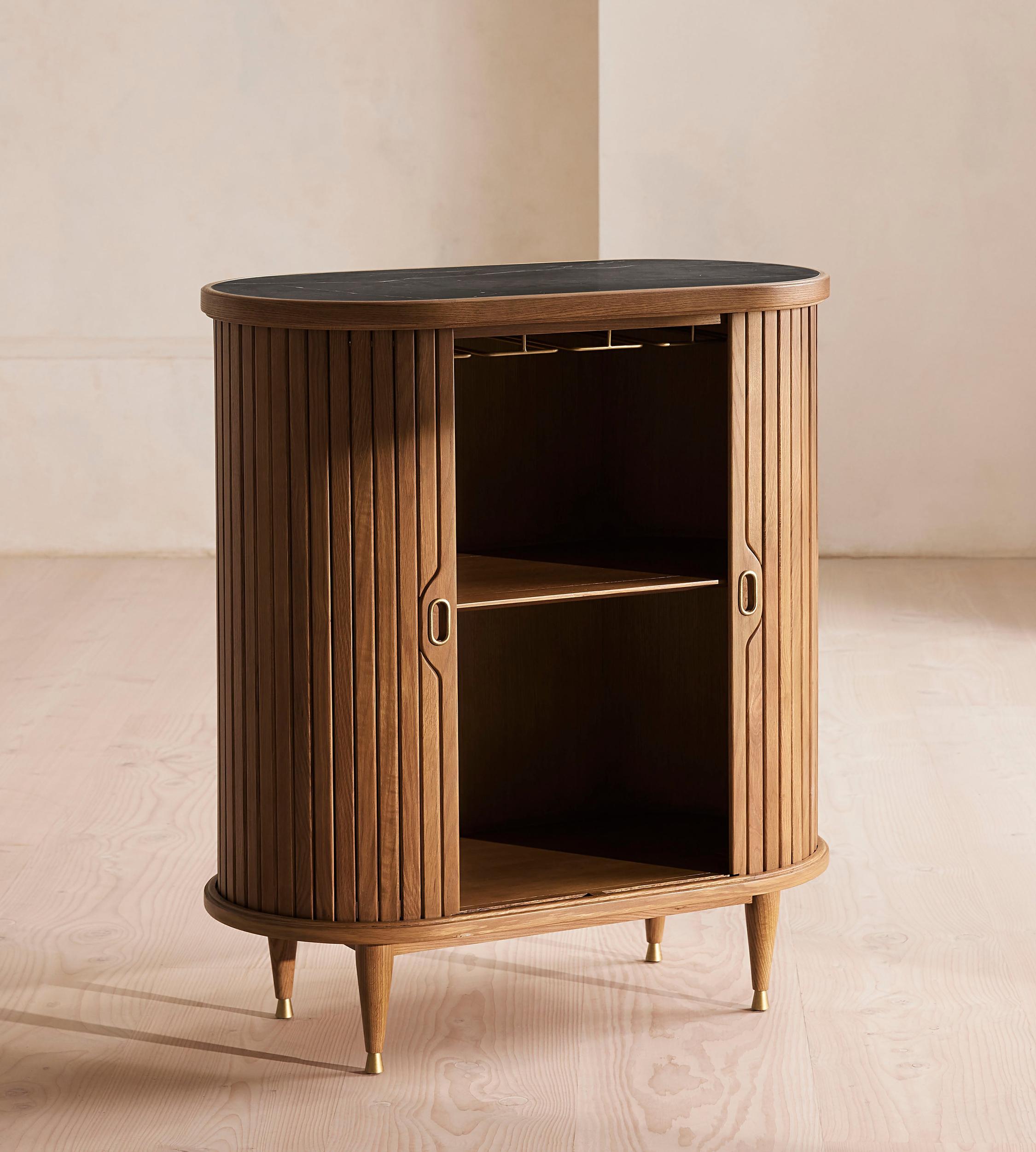 Nora Tambour Bar, Black Marquina Marble