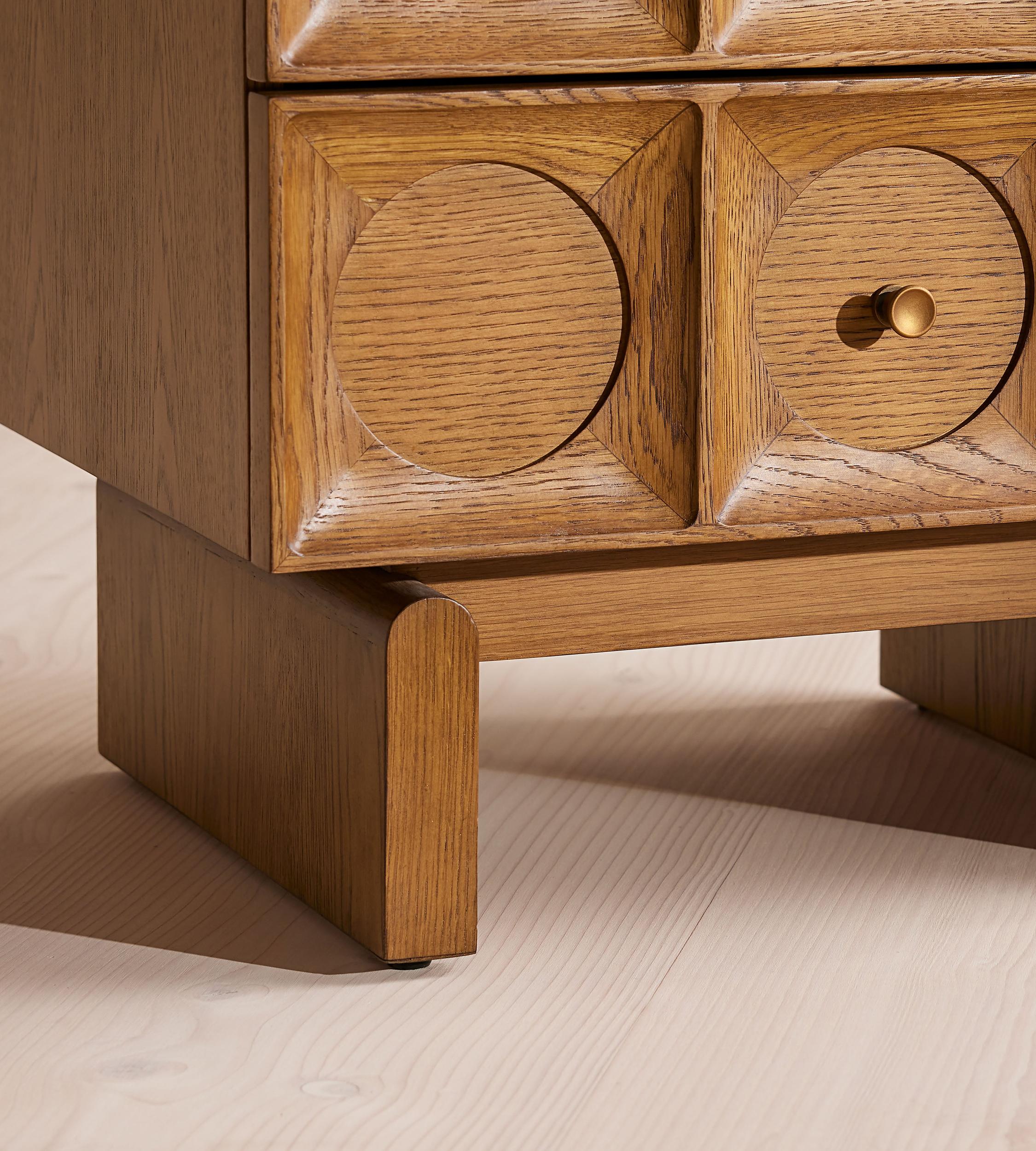 Marcel Bedside Table, Medium Oak