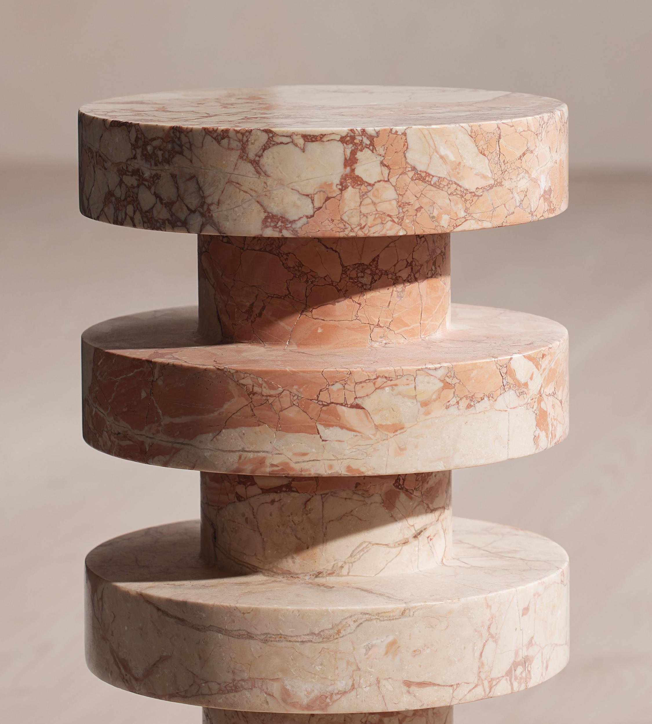 Nelson Side Table, Breccia Pernice Marble