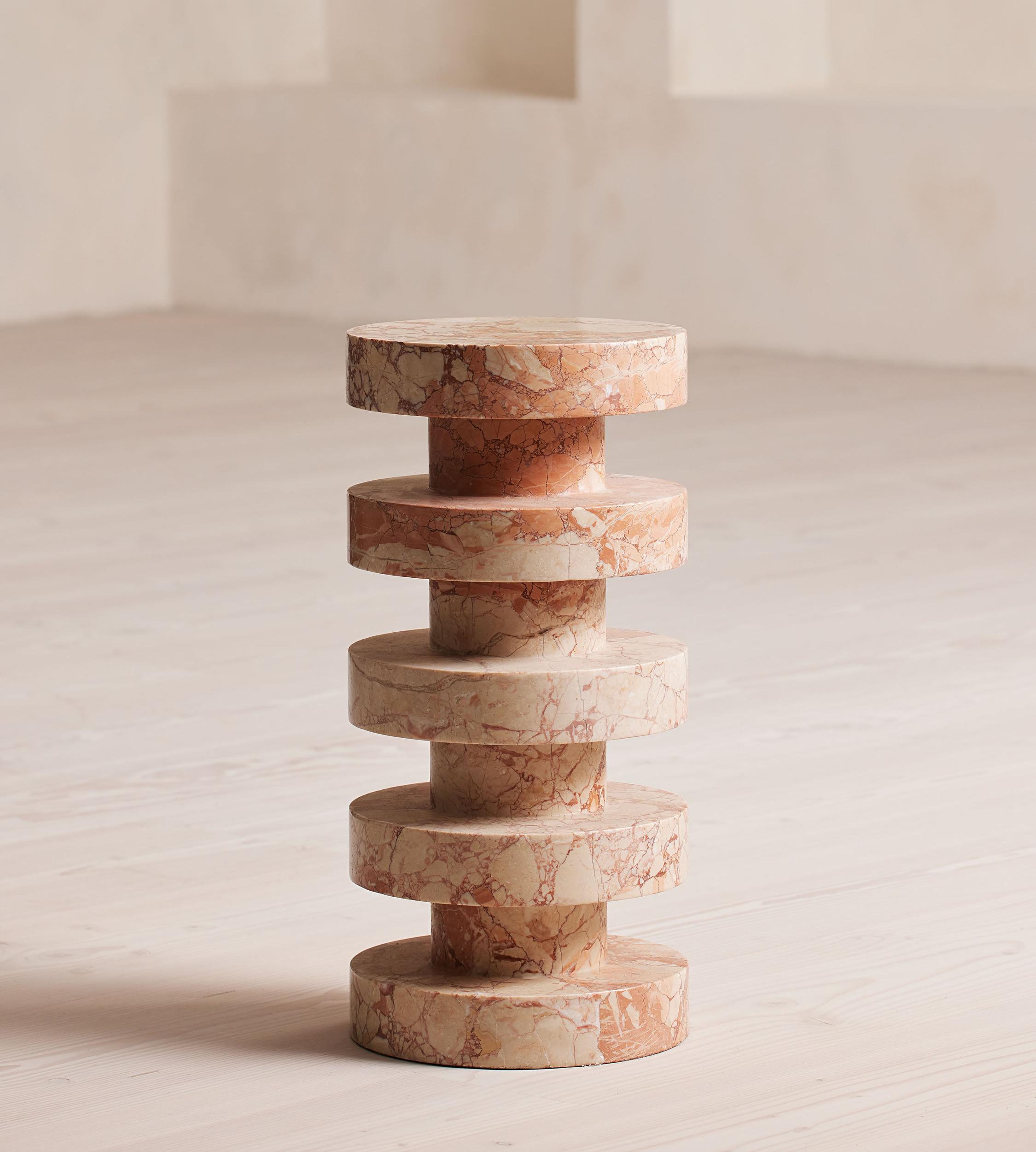 Nelson Side Table, Breccia Pernice Marble