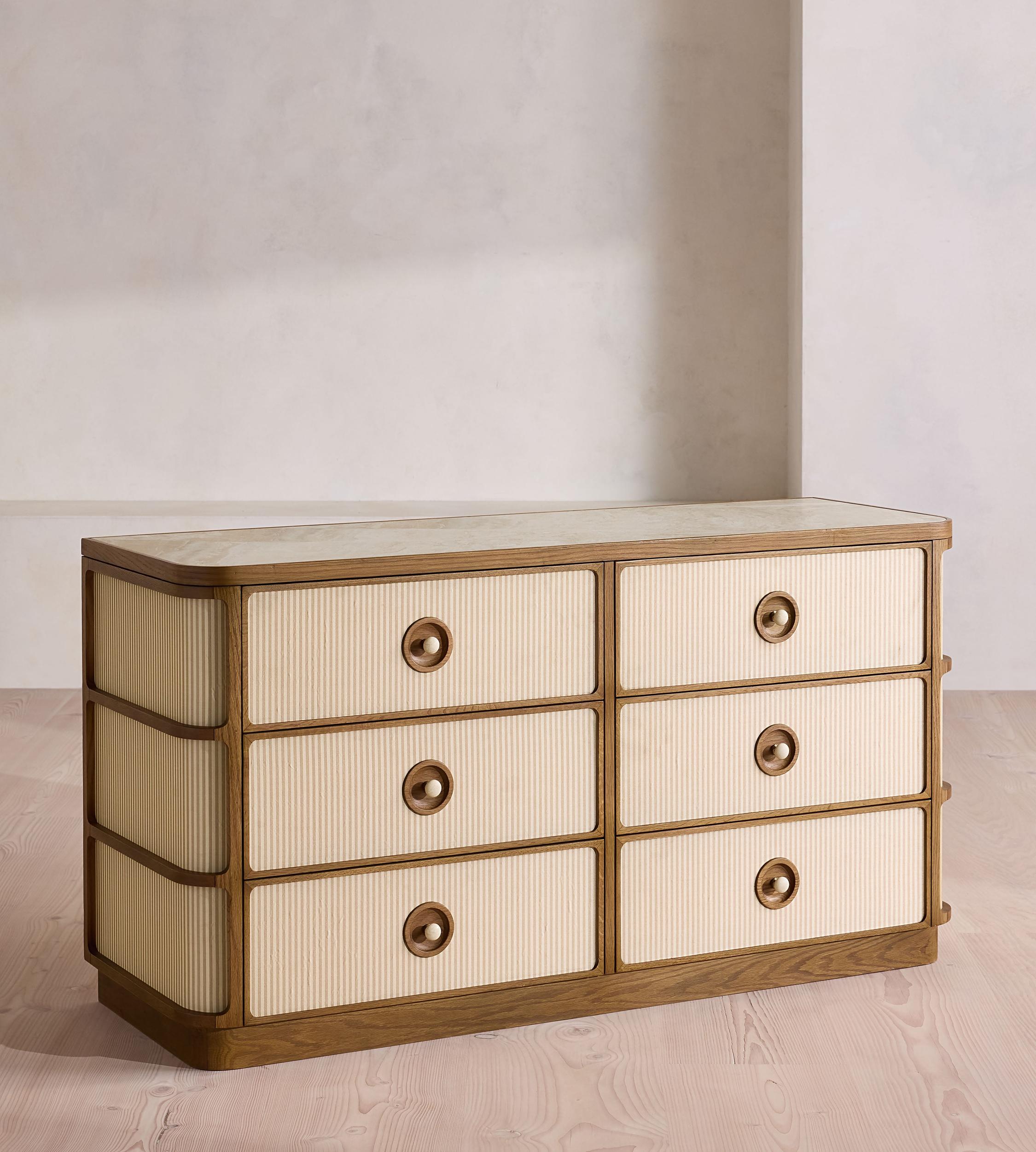 Leo Six Drawer Dresser, Royal Diana Marble