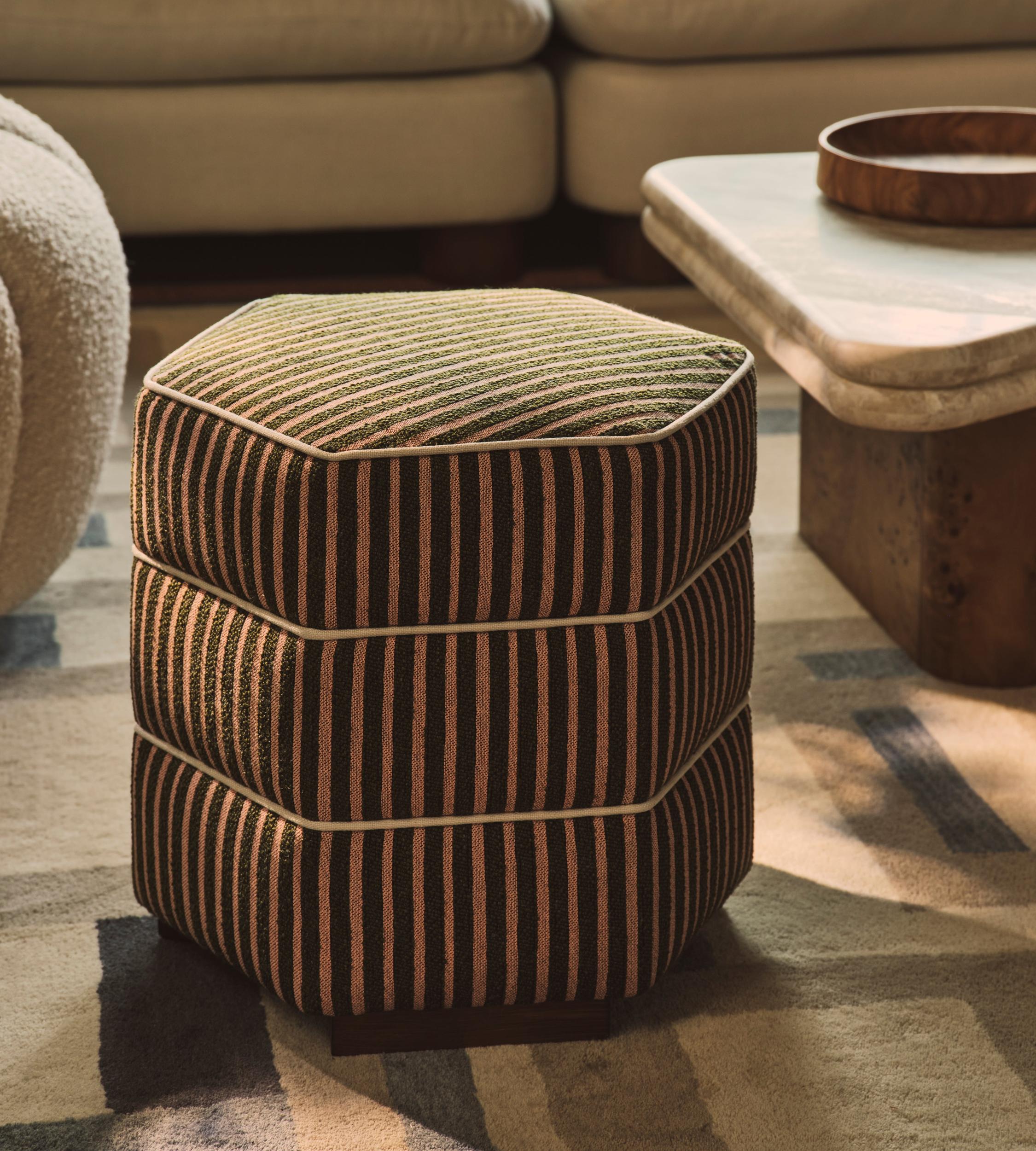 Lyla Footstool, Wimpole Stripe, US
