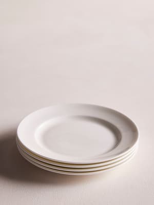 Scalloped Side Plate, Set of 4, Green Rim