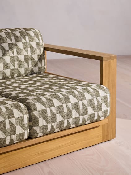 Madeira Outdoor, Three Seater Sofa, Geometric, Green US