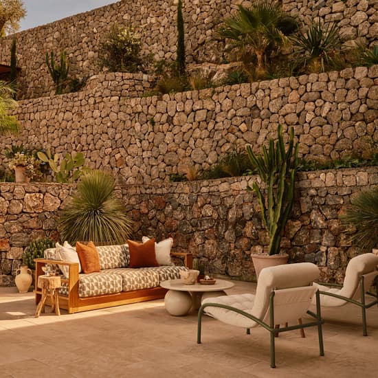 Madeira Outdoor, Three Seater Sofa, Geometric, Green US