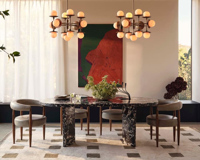 Murcell Oval Dining Table, Brazilian Green Marble