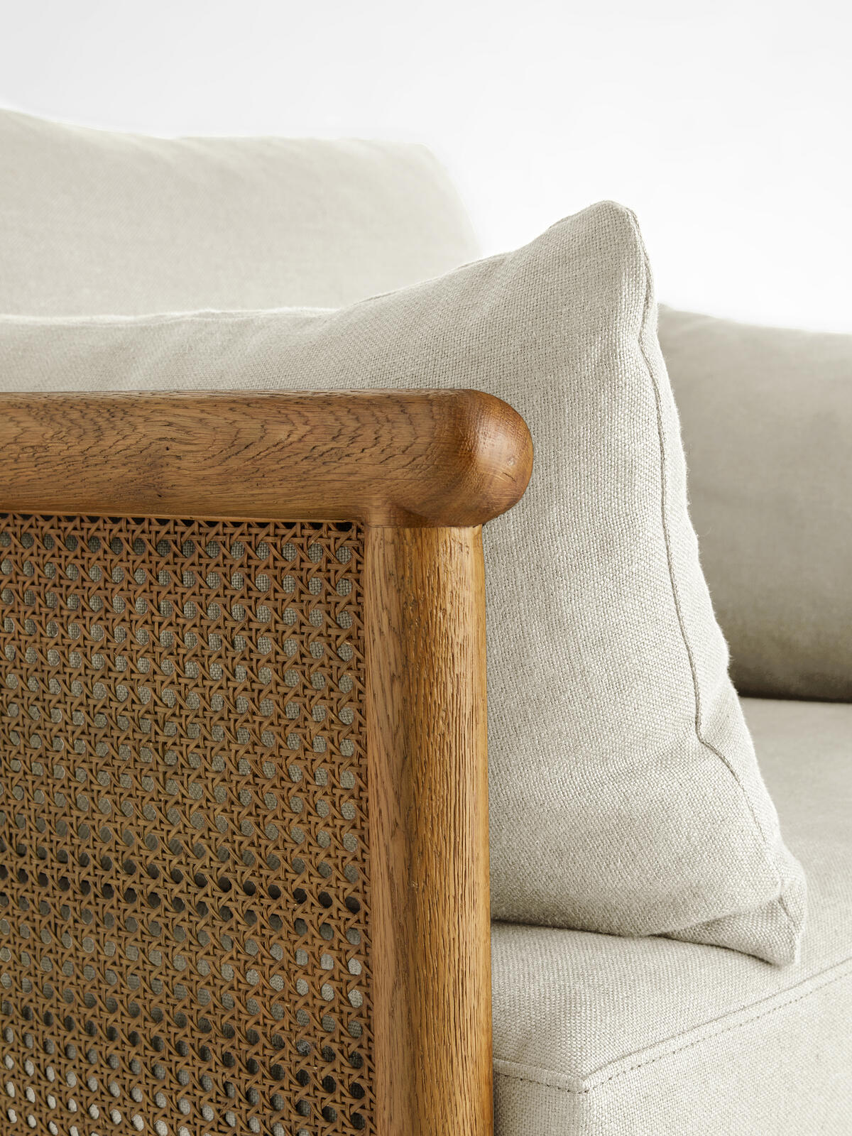 Sydney Cane Armchair, Washed Linen Flax Soho Home