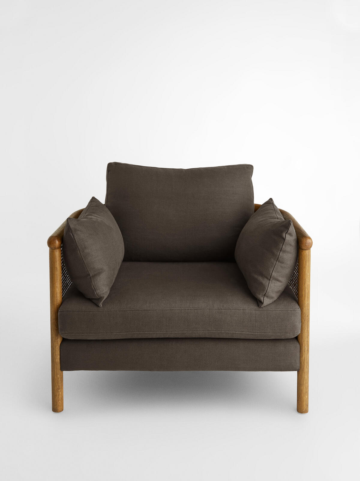 Sydney Cane Armchair, Washed Linen Charcoal Soho Home