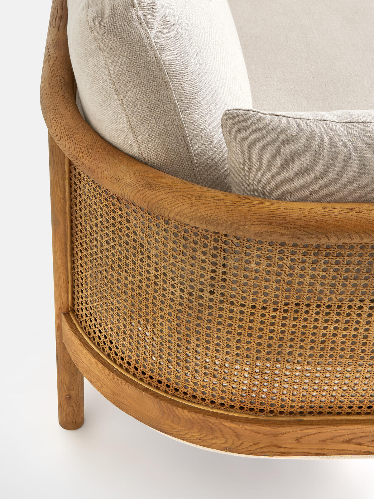 Sydney Cane Sofa, Washed Linen Flax Soho Home