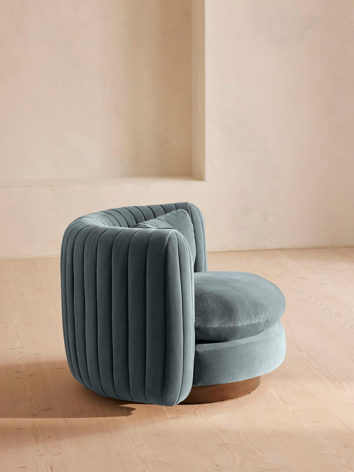 Vivienne Armchair, Velvet, Grey Blue - Soho Home