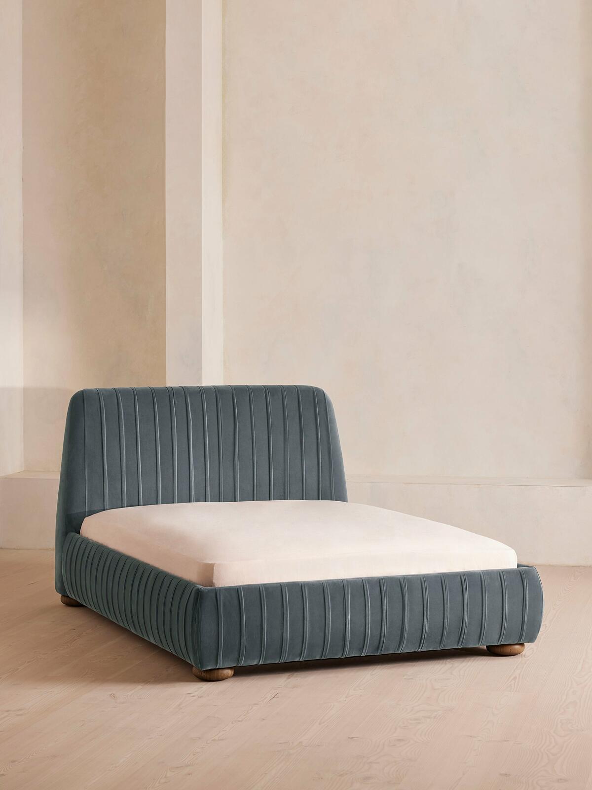 Vivienne Bed, Double, Velvet, Grey Blue Soho Home