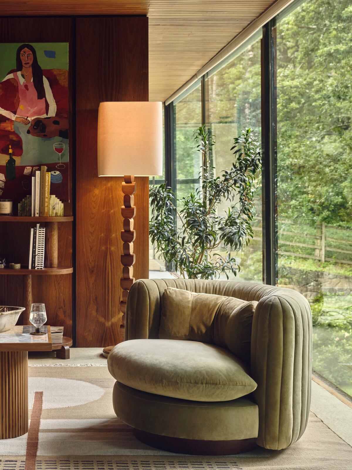 Vivienne Armchair, Velvet, Lichen, US - Soho Home