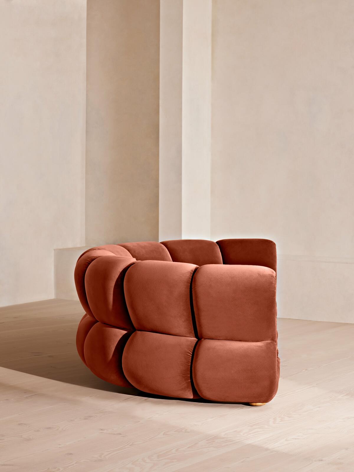 Noelle Modular Curved Sofa, Four Seater, Velvet, Rust Soho Home