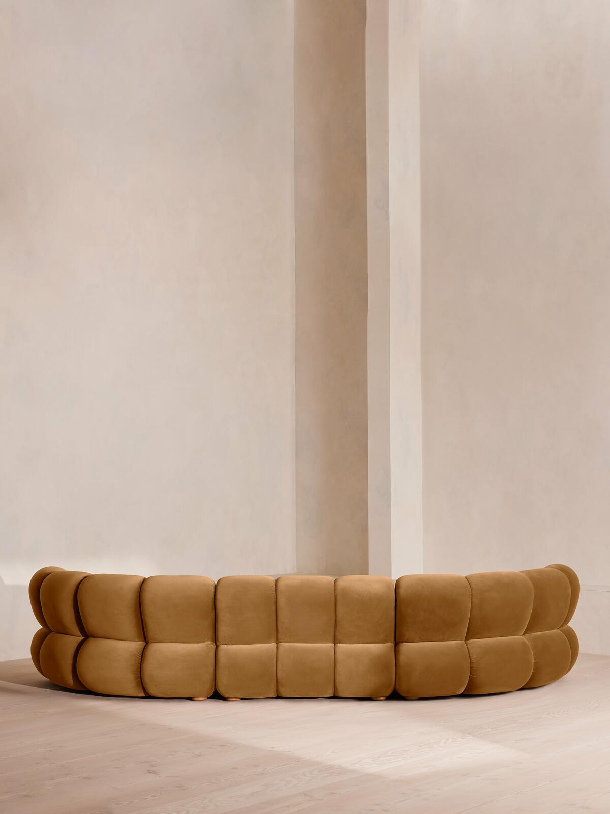 Noelle Modular Curved Sofa, Six Seater, Velvet Mustard Soho Home