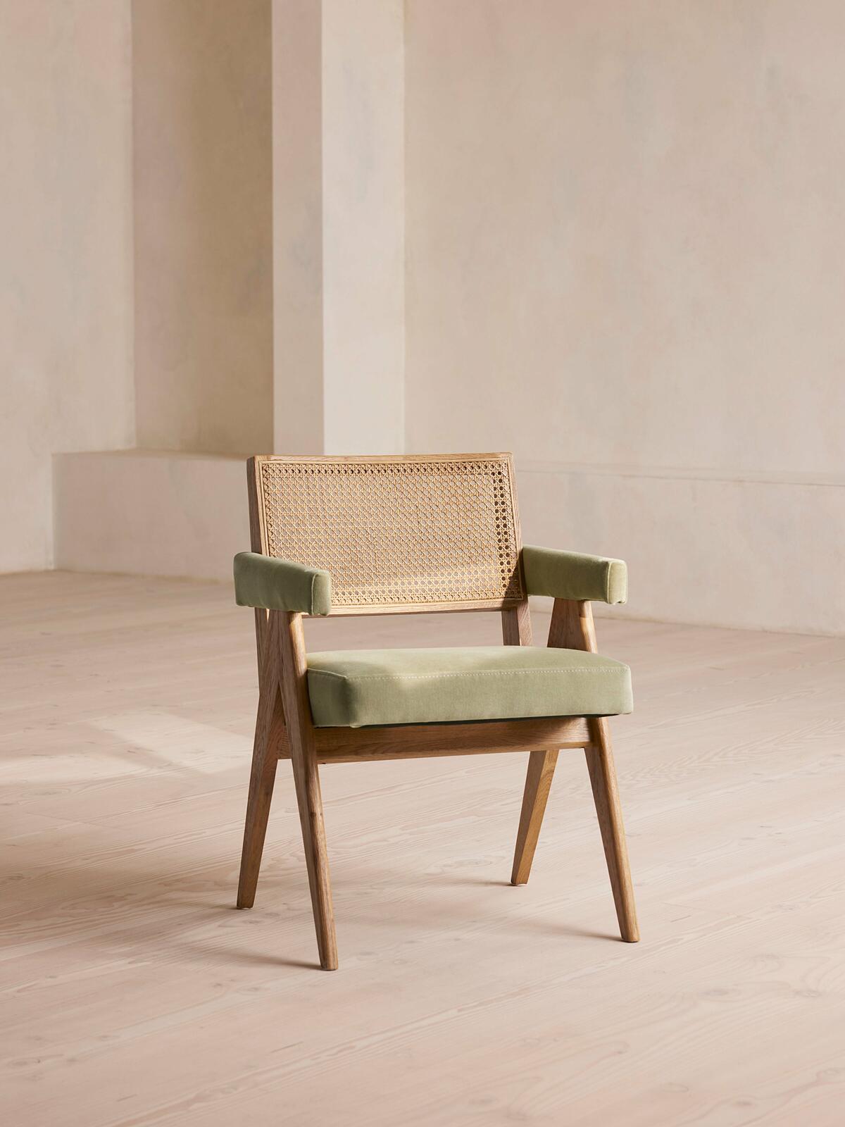 Hayward Dining Chair With Arms, Fern Velvet Soho Home