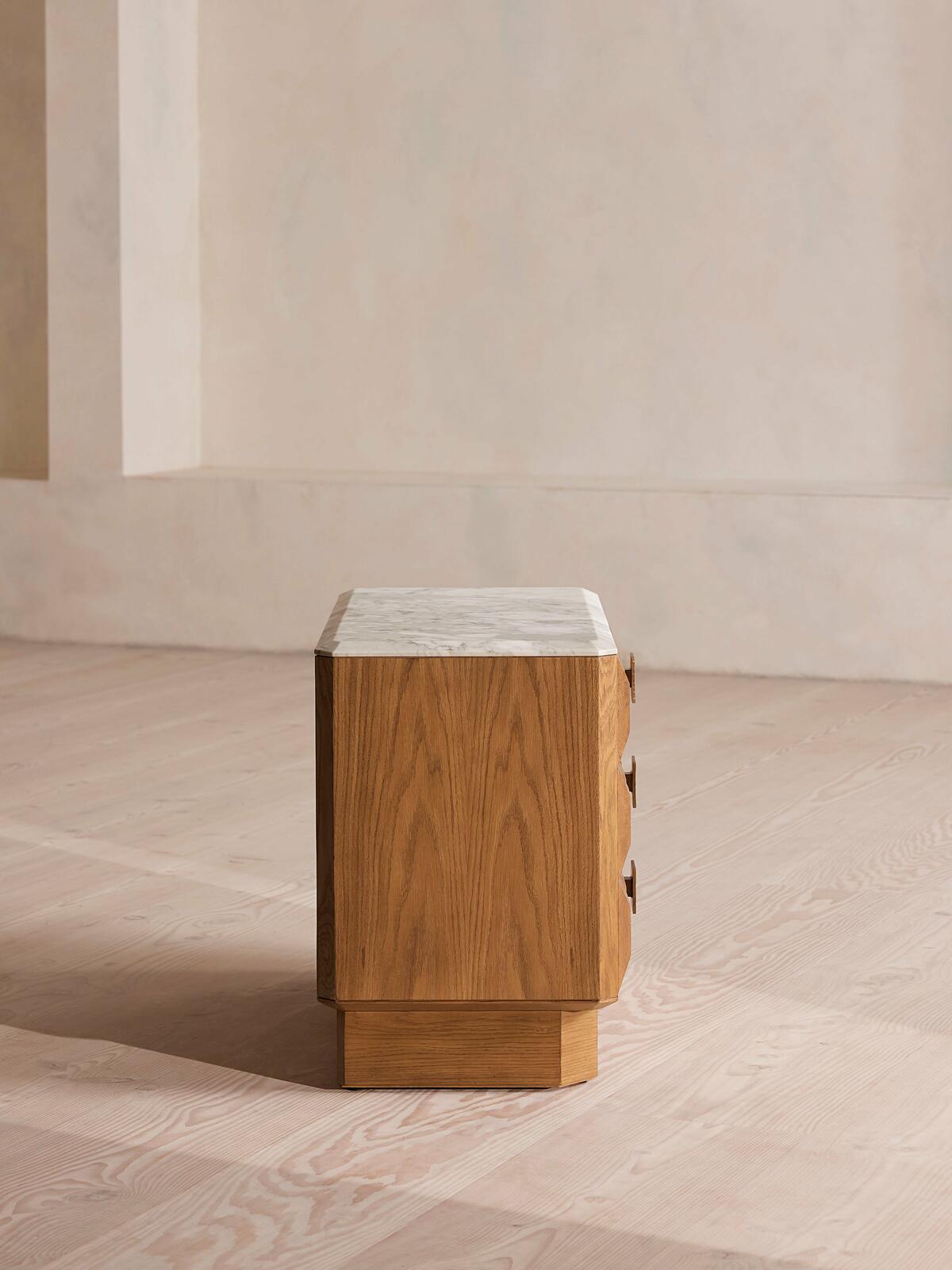 Marius Bedside Table, Large, Arabescato Corchia Marble - Soho Home