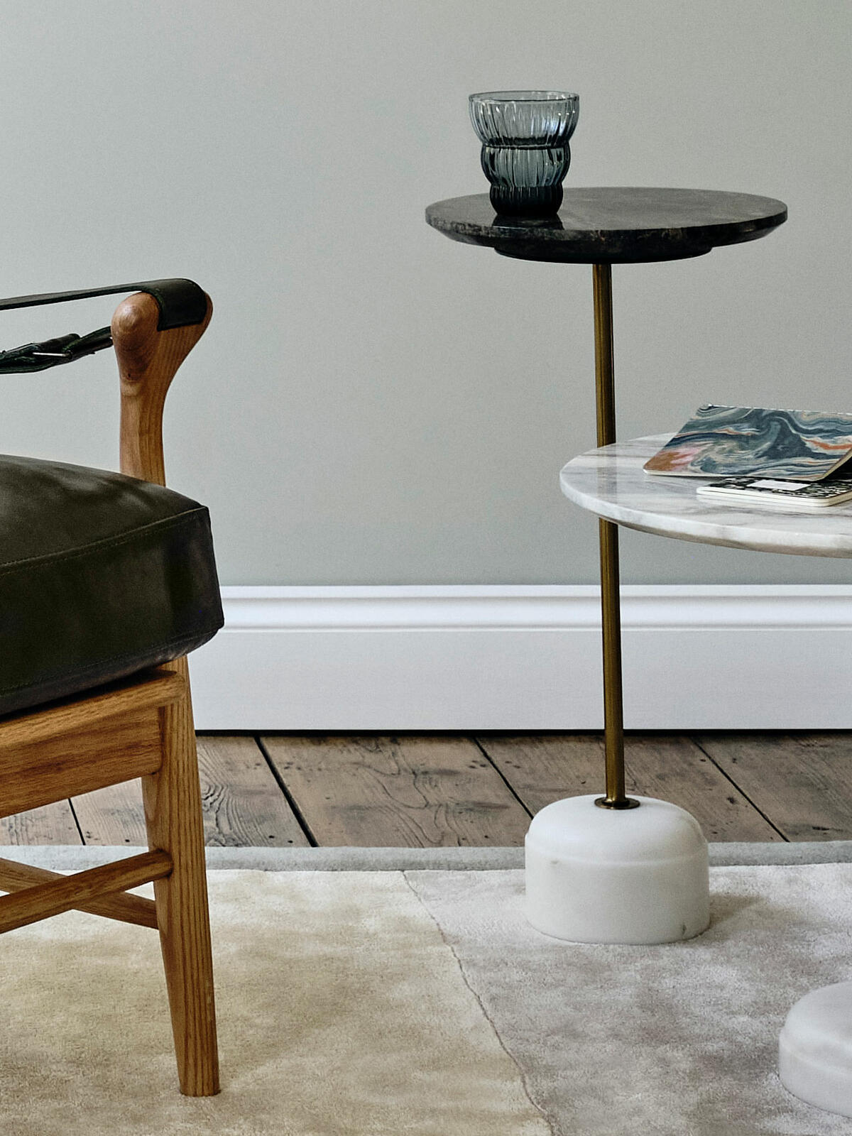 Fleet Side Table, Small/Tall, Jurassic Green Marble Soho Home