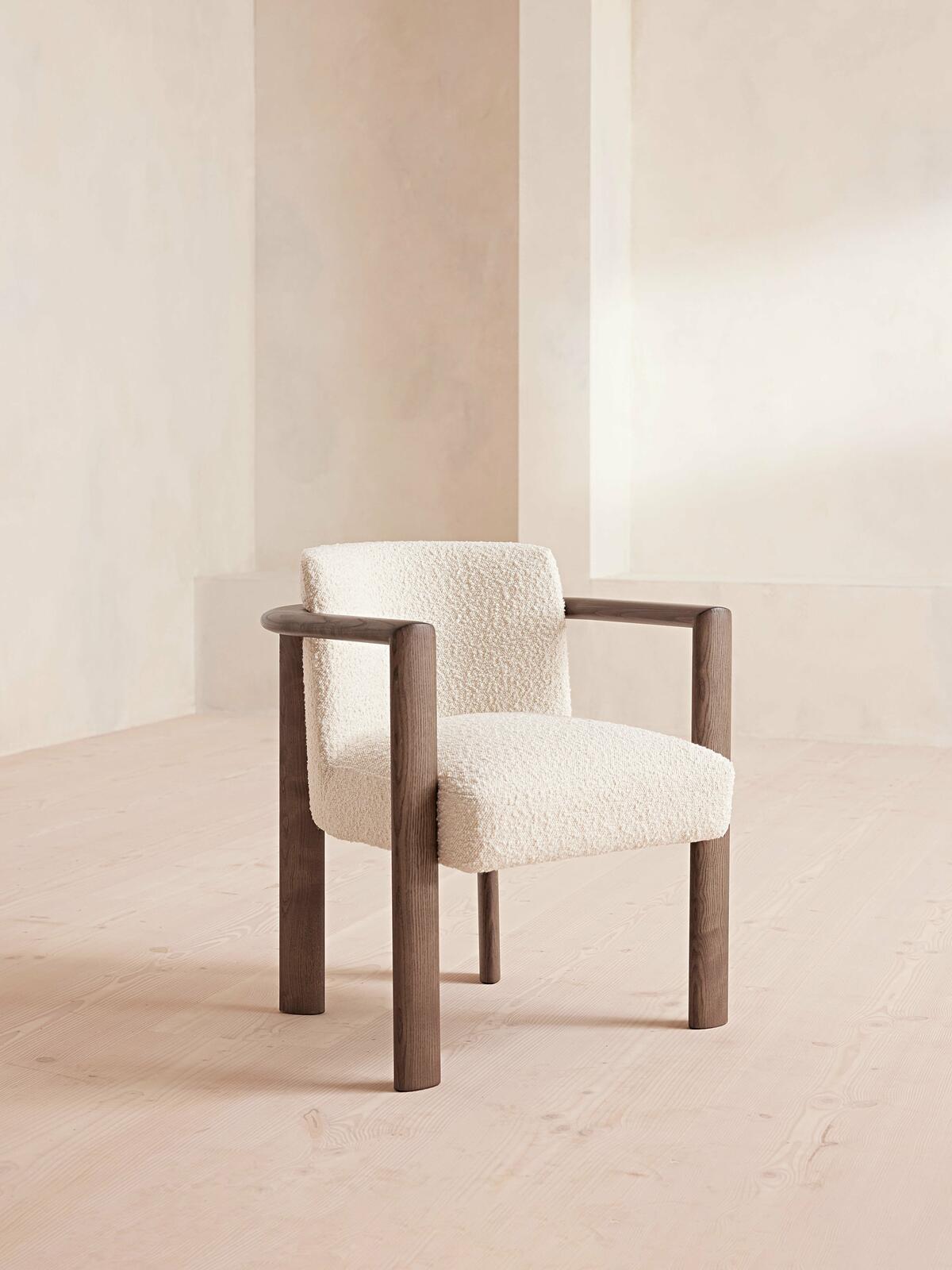 Aria Dining Chair, Boucle, Cream, US - Soho Home